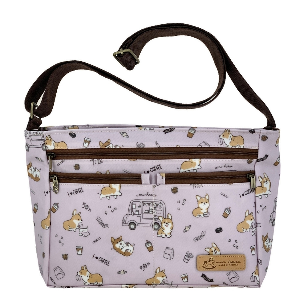 Waterproof Corgi Five Zipper Crossbody Shoulder Purse